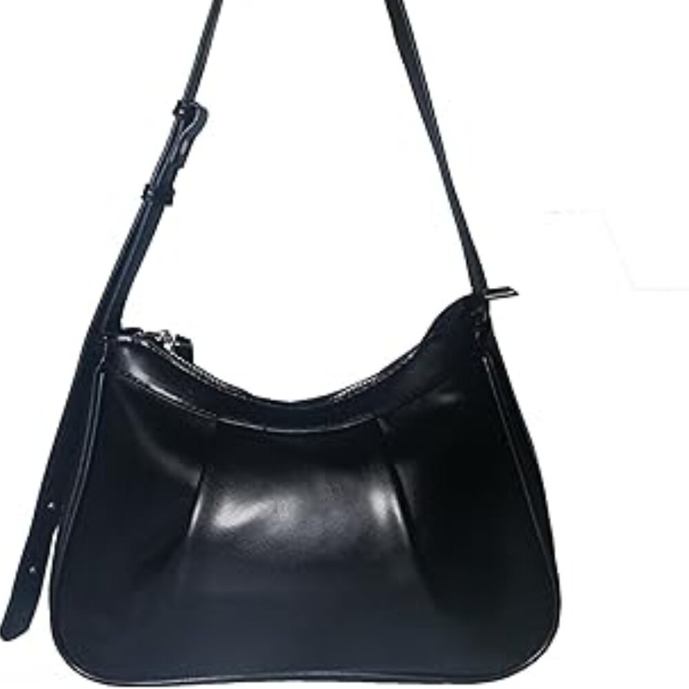 Classic Faux Leather Small Shoulder Bag, Underarm Bag, Women's Pleated Hobo Purs